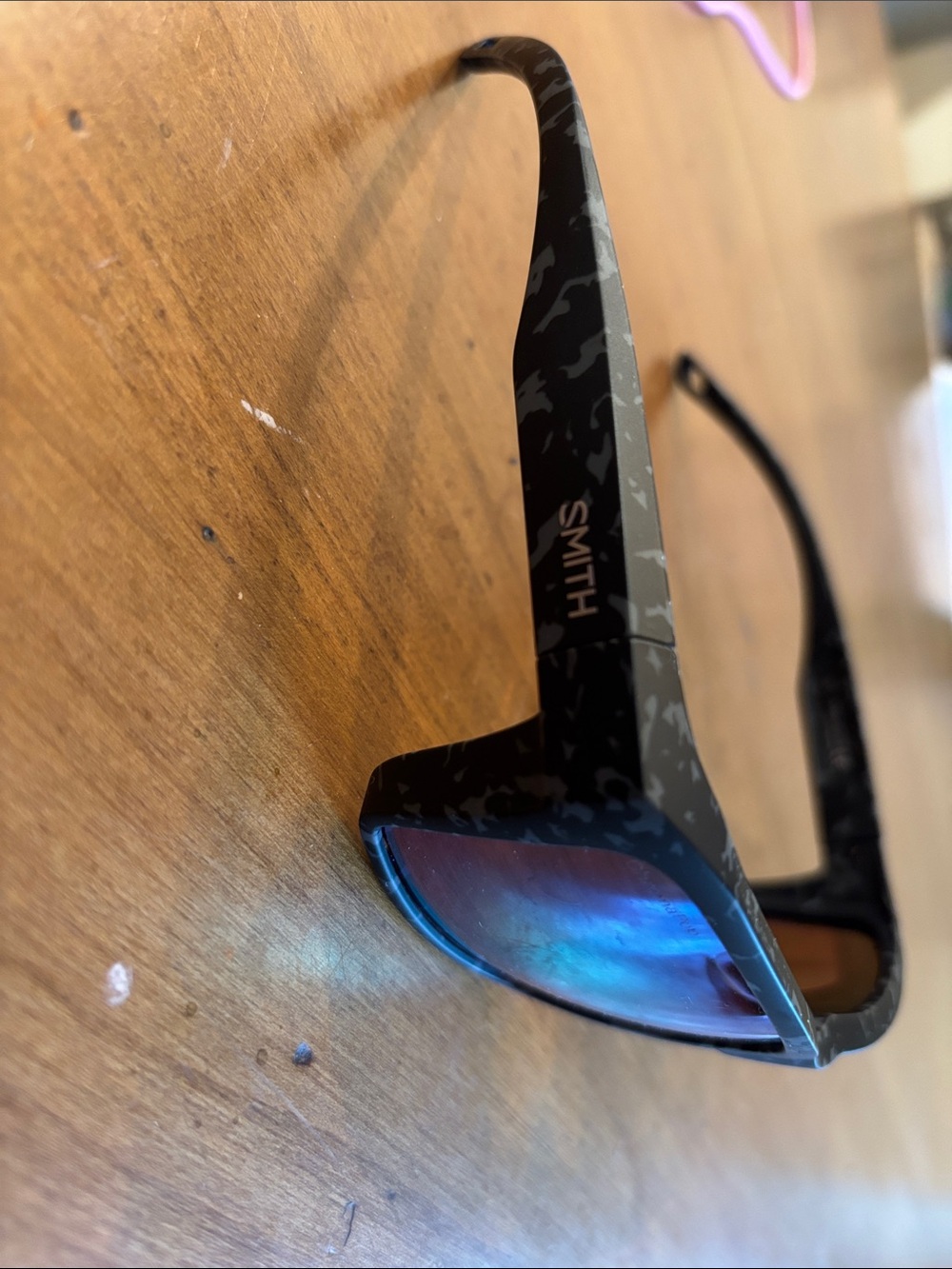 SMITH Black Camo Frame Sunglasses with Blue Mirrored Lenses